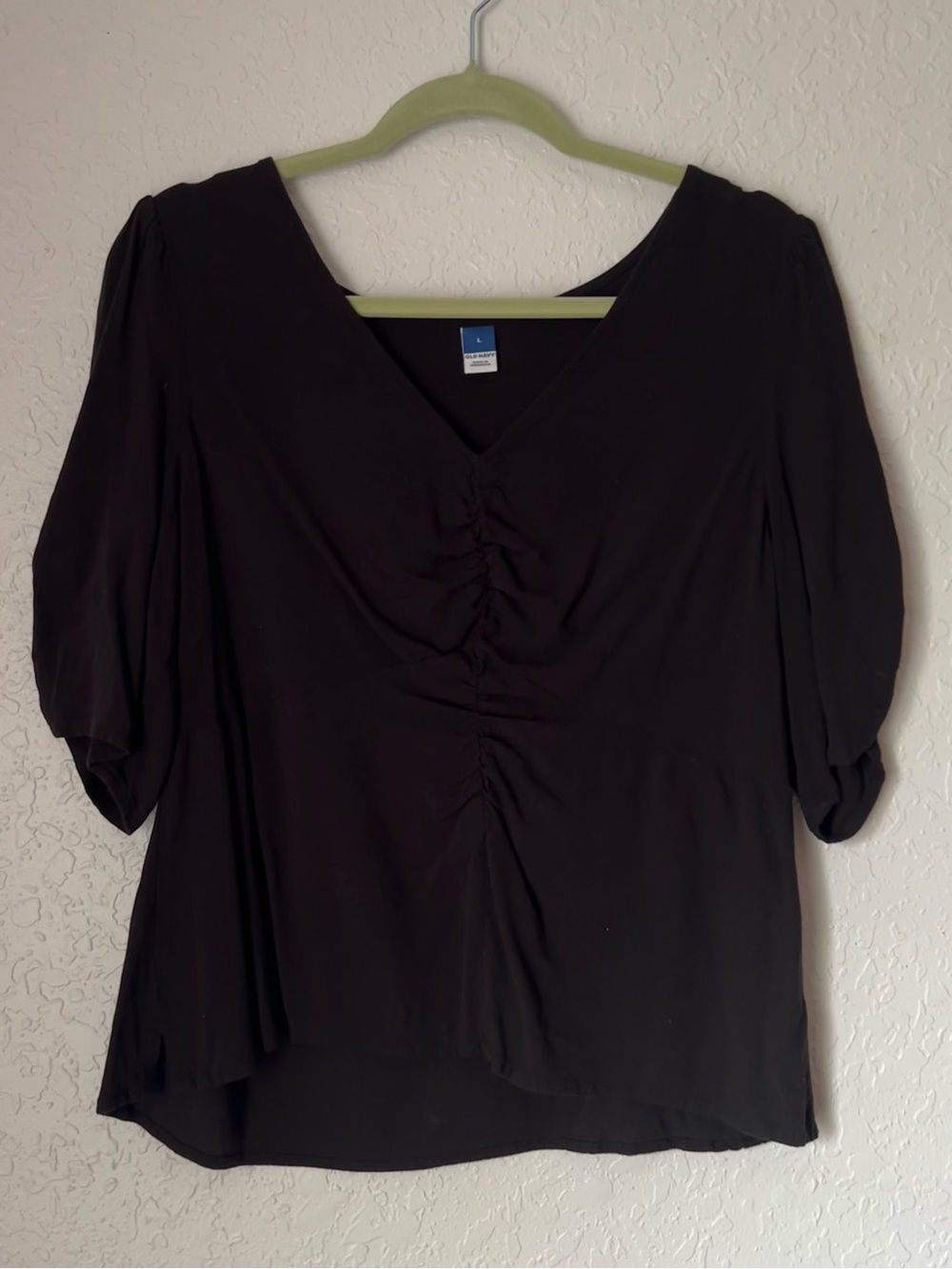 Old Navy Black V-Neck Ruched Blouse